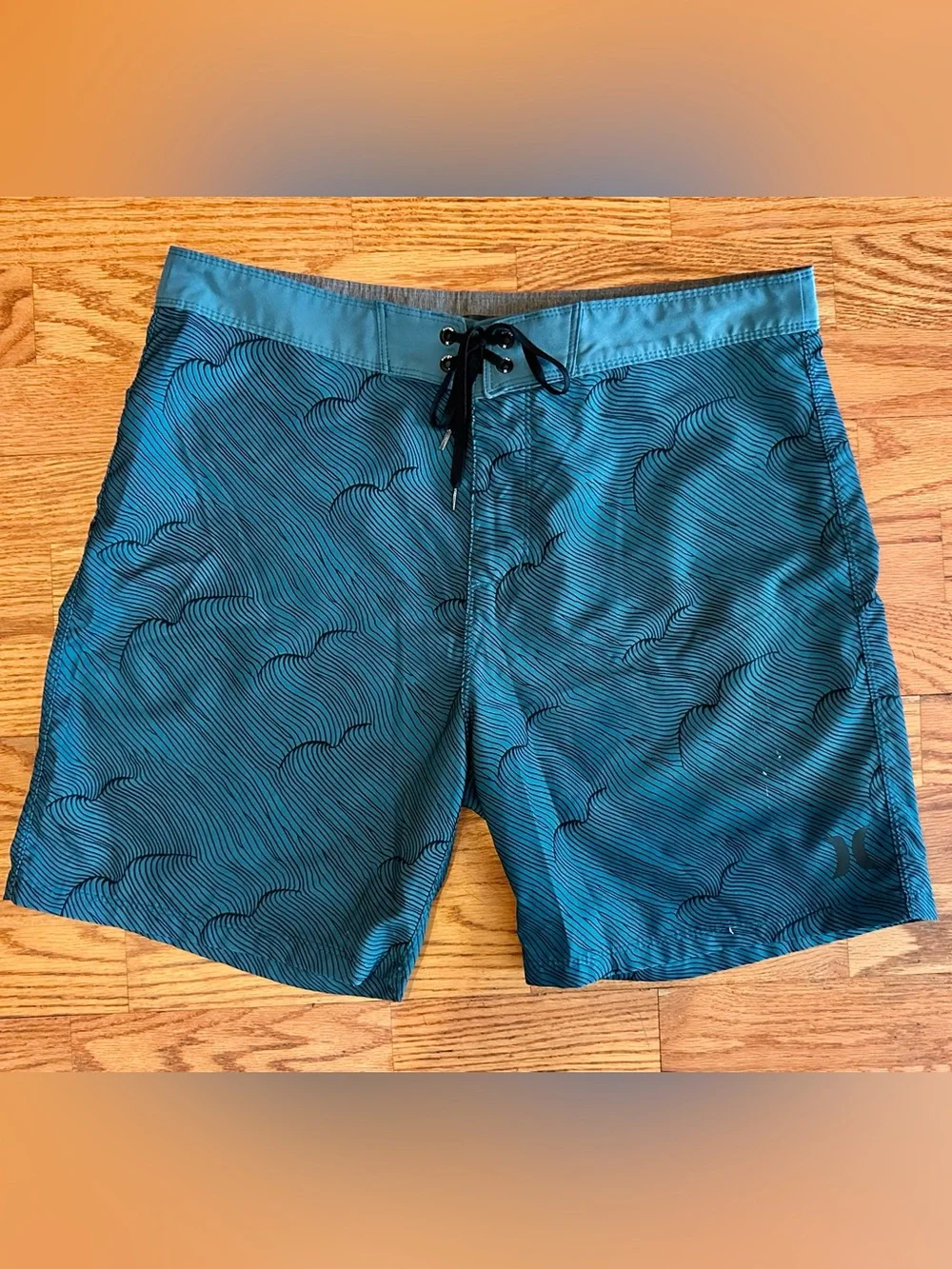Hurley Teal Wave-Print Board Shorts